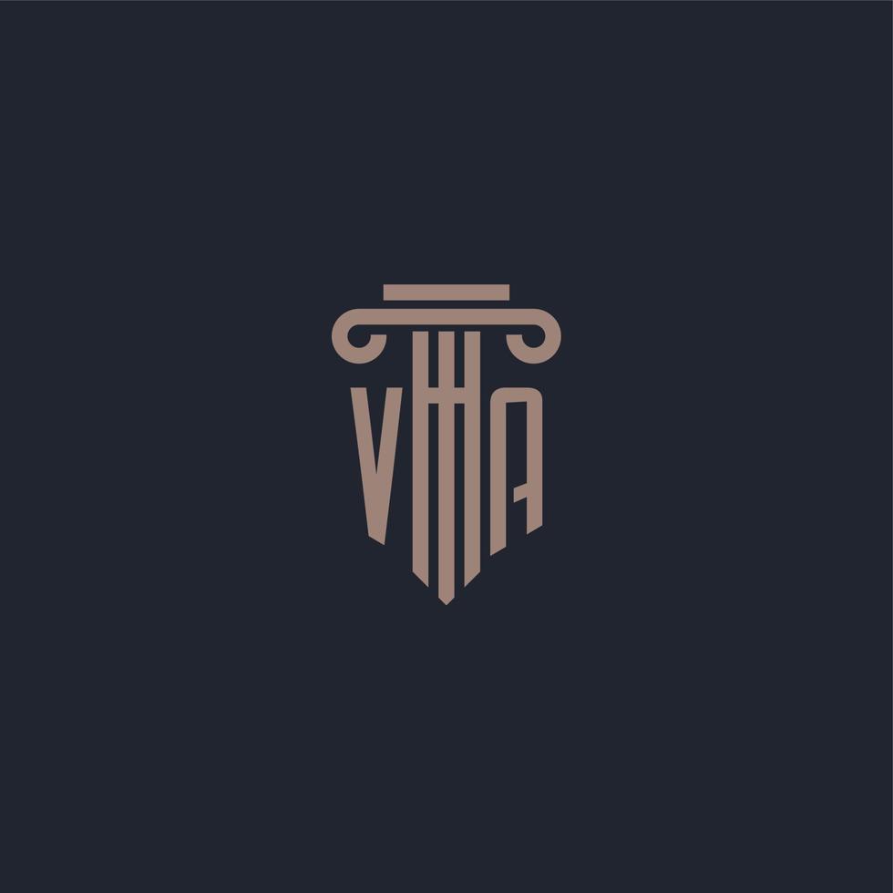 va monogramme de logo initial avec un design de style pilier pour un cabinet d'avocats et une société de justice vecteur