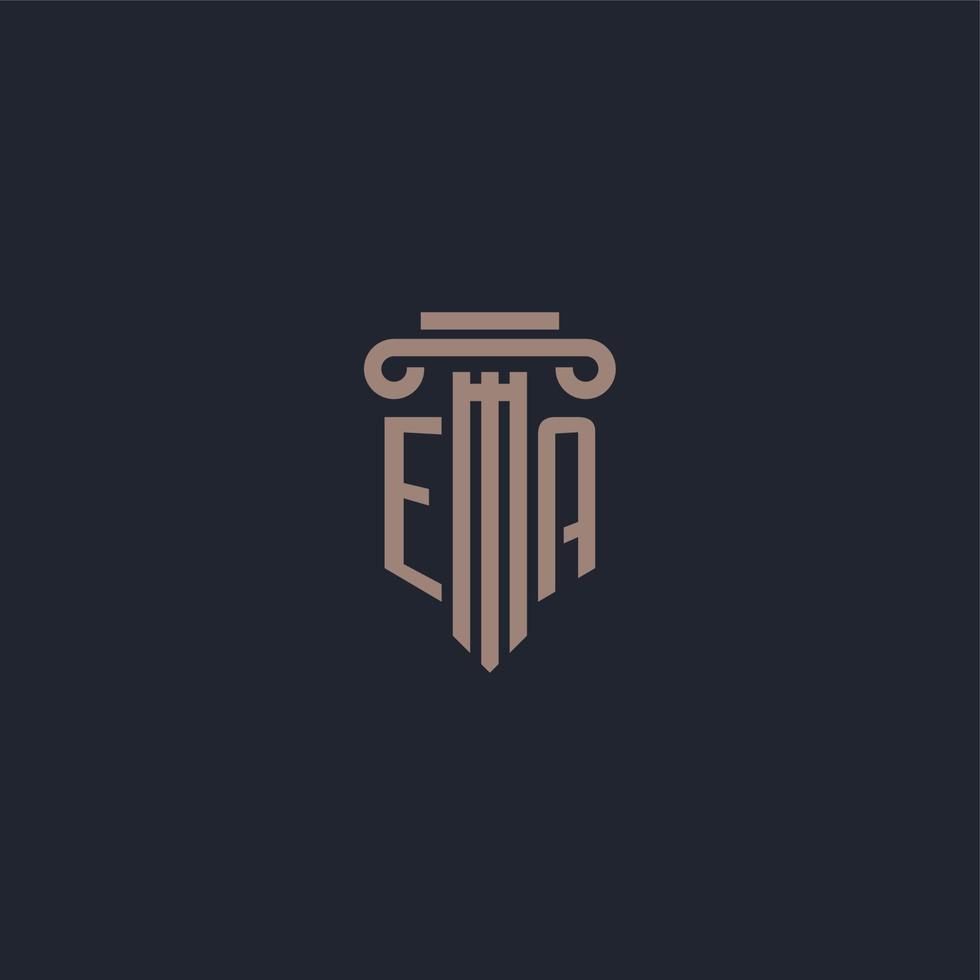 ea monogramme de logo initial avec un design de style pilier pour un cabinet d'avocats et une société de justice vecteur