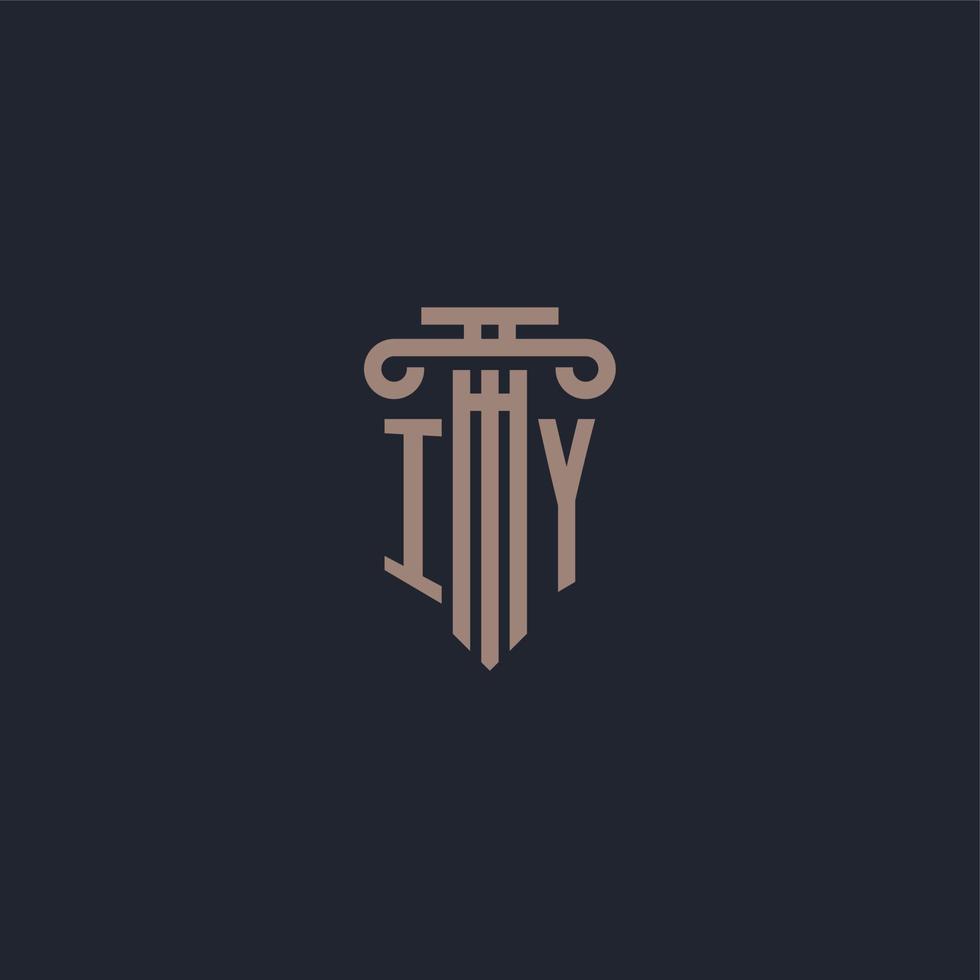 iy monogramme de logo initial avec un design de style pilier pour un cabinet d'avocats et une société de justice vecteur