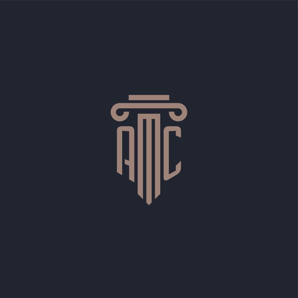 monogramme de logo initial ac avec un design de style pilier pour un cabinet d'avocats et une société de justice vecteur