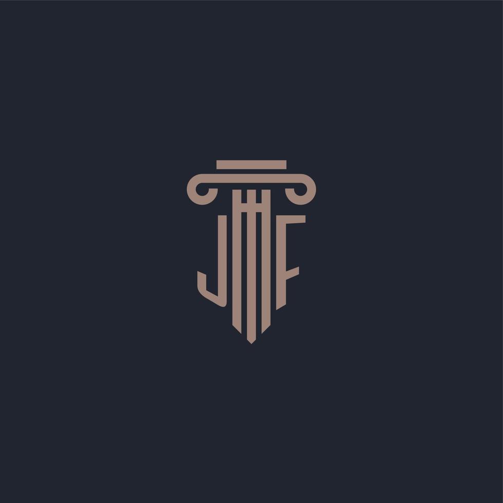monogramme de logo initial jf avec un design de style pilier pour un cabinet d'avocats et une société de justice vecteur