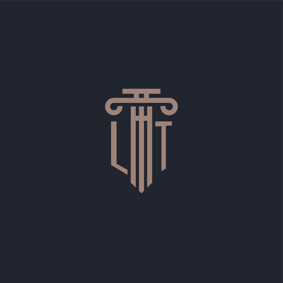 lt monogramme de logo initial avec un design de style pilier pour un cabinet d'avocats et une société de justice vecteur