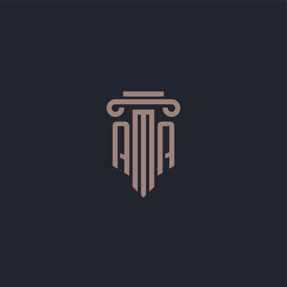 aa monogramme de logo initial avec un design de style pilier pour un cabinet d'avocats et une société de justice vecteur