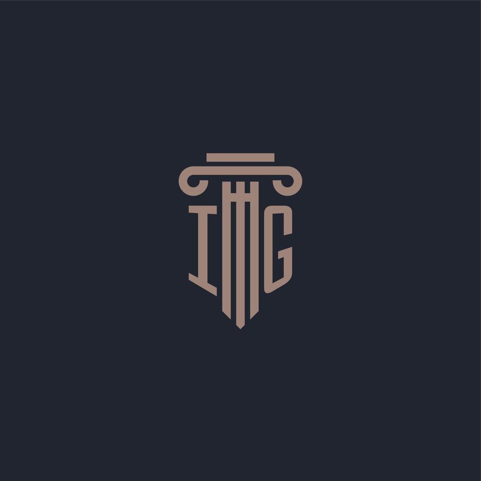 monogramme de logo initial ig avec un design de style pilier pour un cabinet d'avocats et une société de justice vecteur