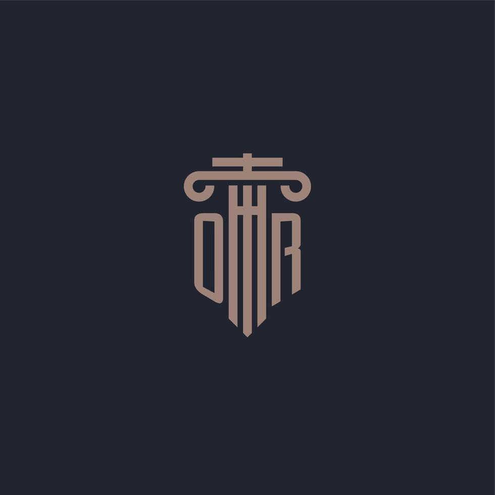 ou monogramme de logo initial avec un design de style pilier pour un cabinet d'avocats et une société de justice vecteur