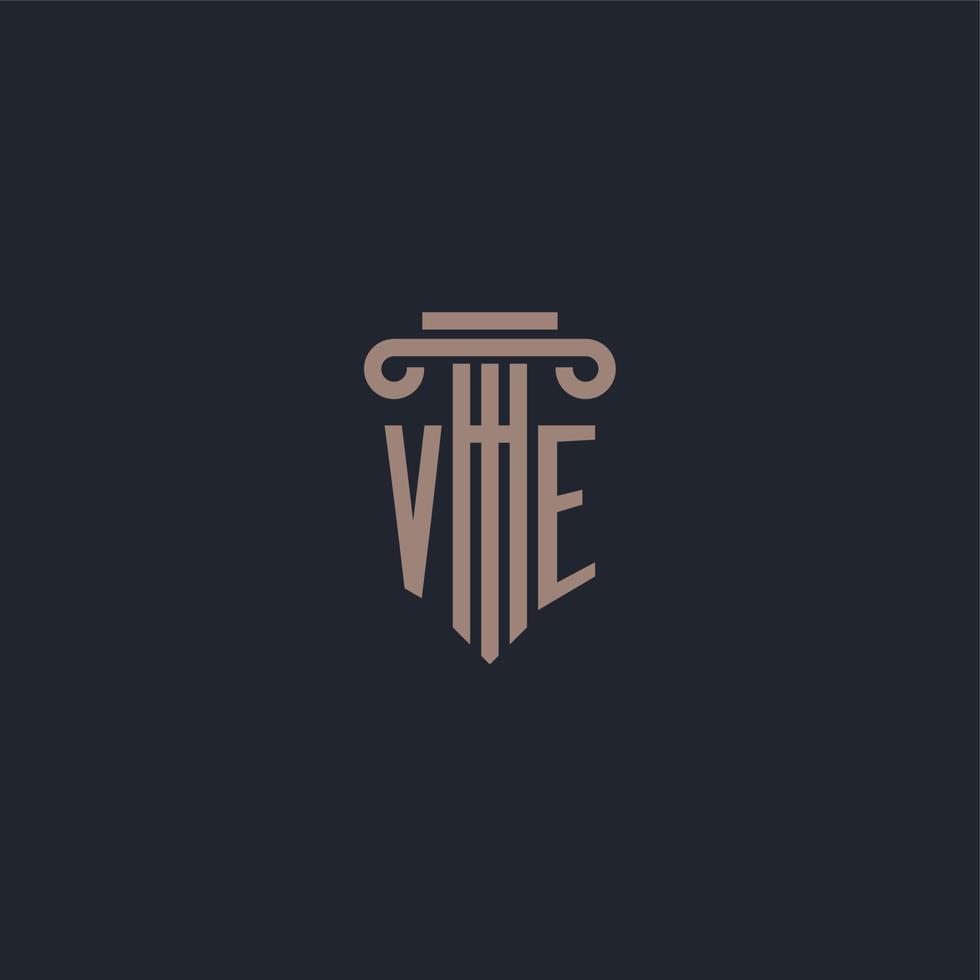 ve monogramme de logo initial avec un design de style pilier pour un cabinet d'avocats et une société de justice vecteur