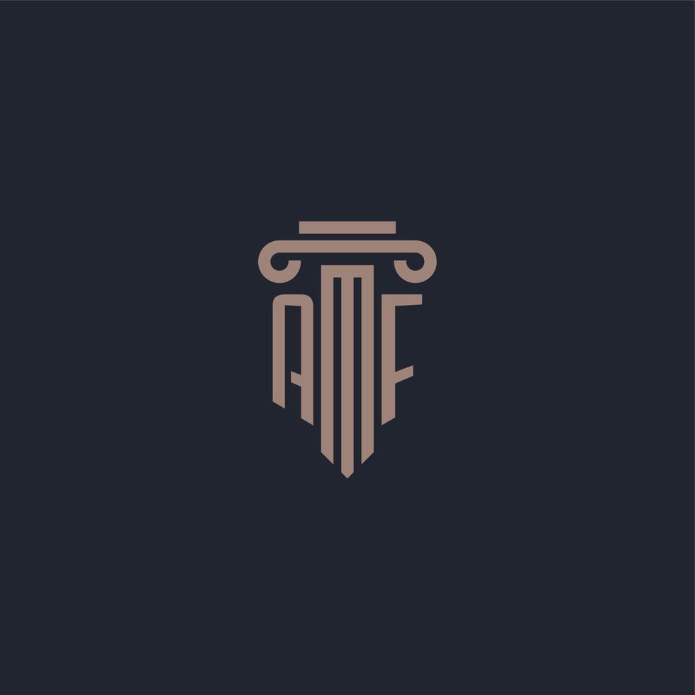 monogramme de logo initial af avec un design de style pilier pour un cabinet d'avocats et une société de justice vecteur