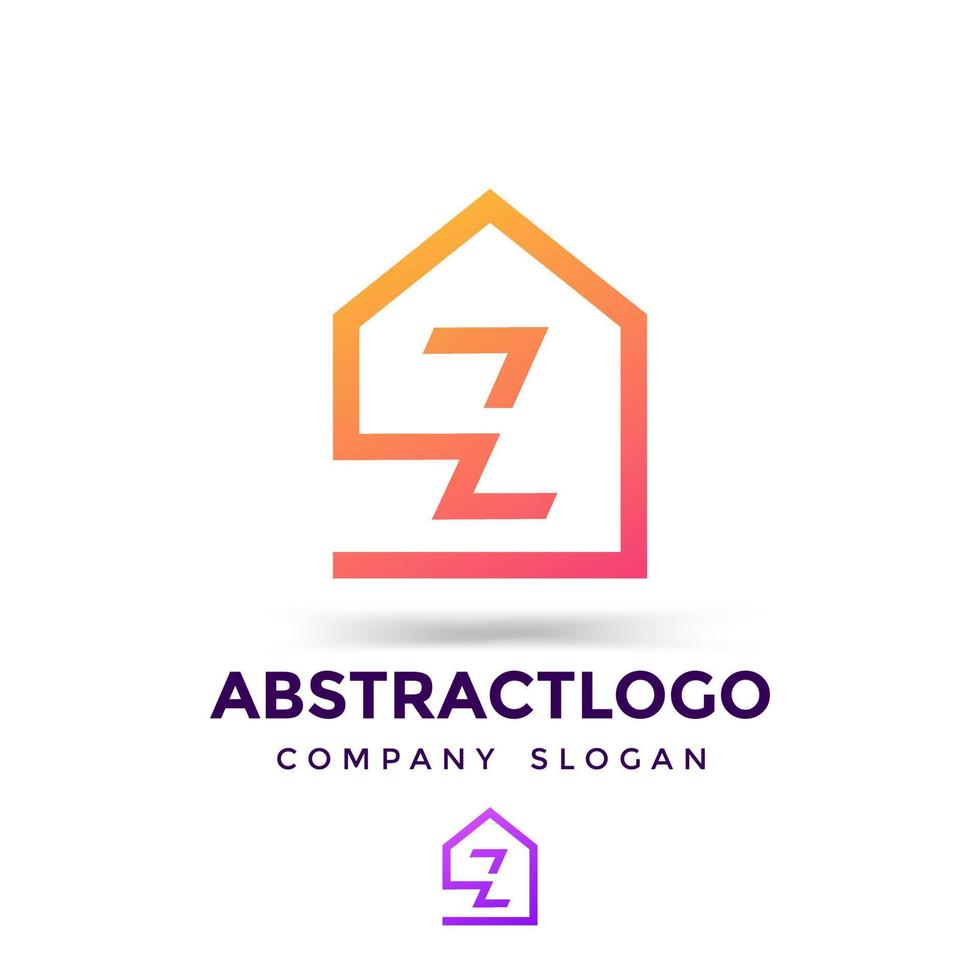 création de logo créatif lettre z pour une société immobilière avec une maison moderne vecteur