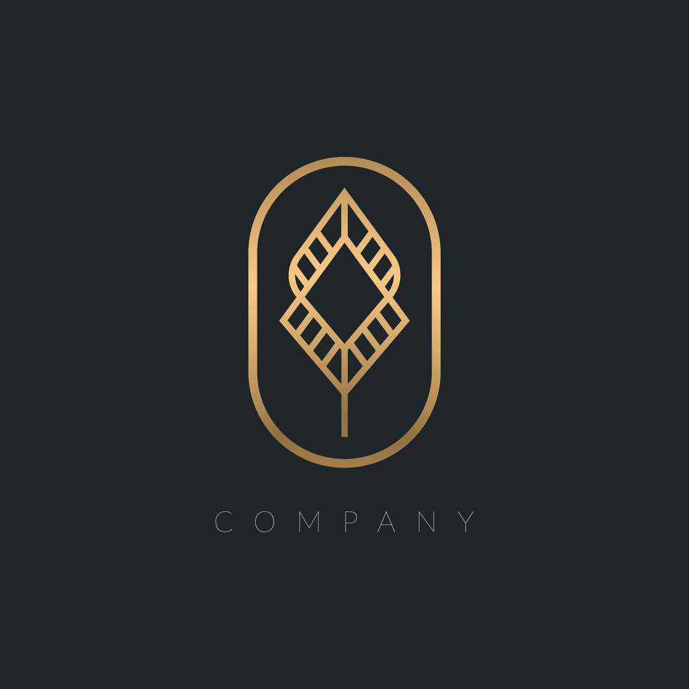 logo de concept de marque de luxe unique. monogramme d'icône en forme de feuille élégante dorée - identité de marque pour la mode, les bijoux, une entreprise de cosmétiques. vecteur