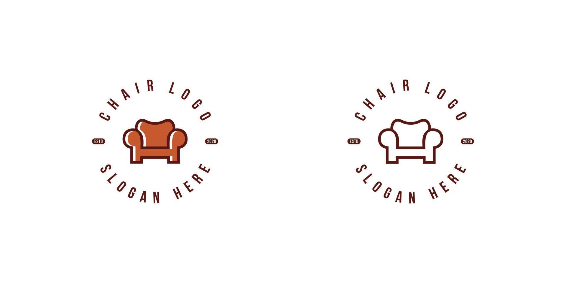 chaise logo vector design ligne mono