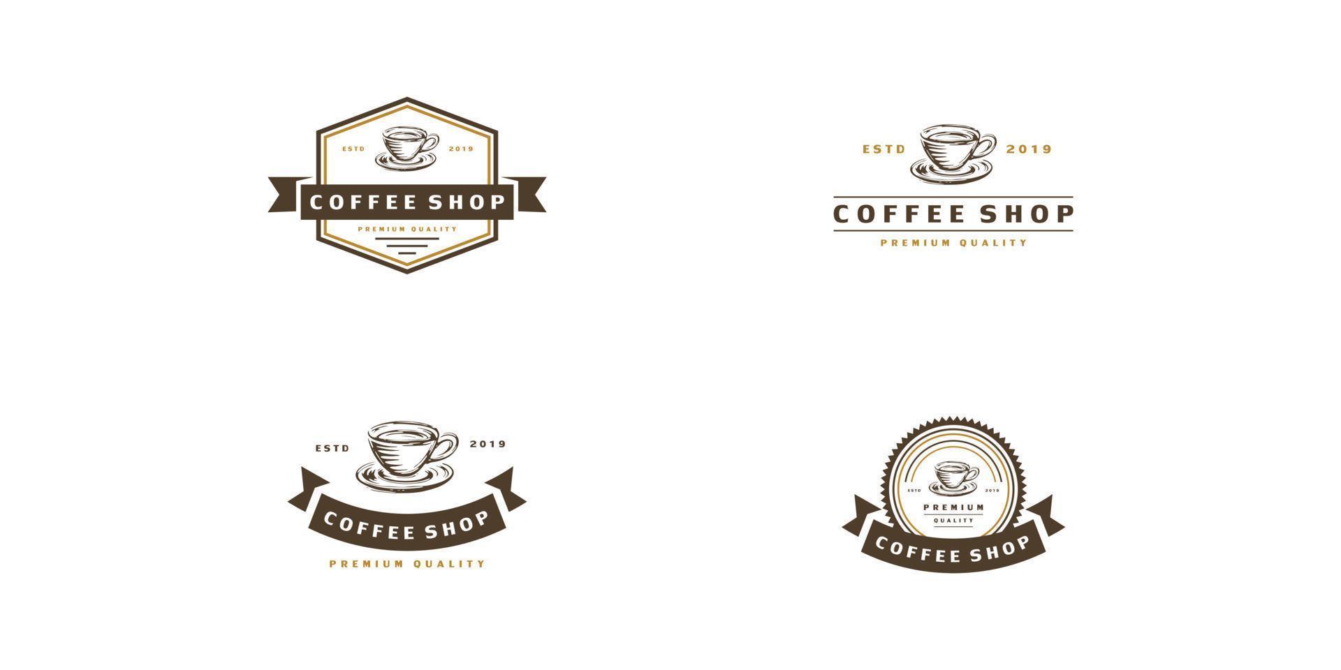 logo de café - scénographie d'emblème vectoriel