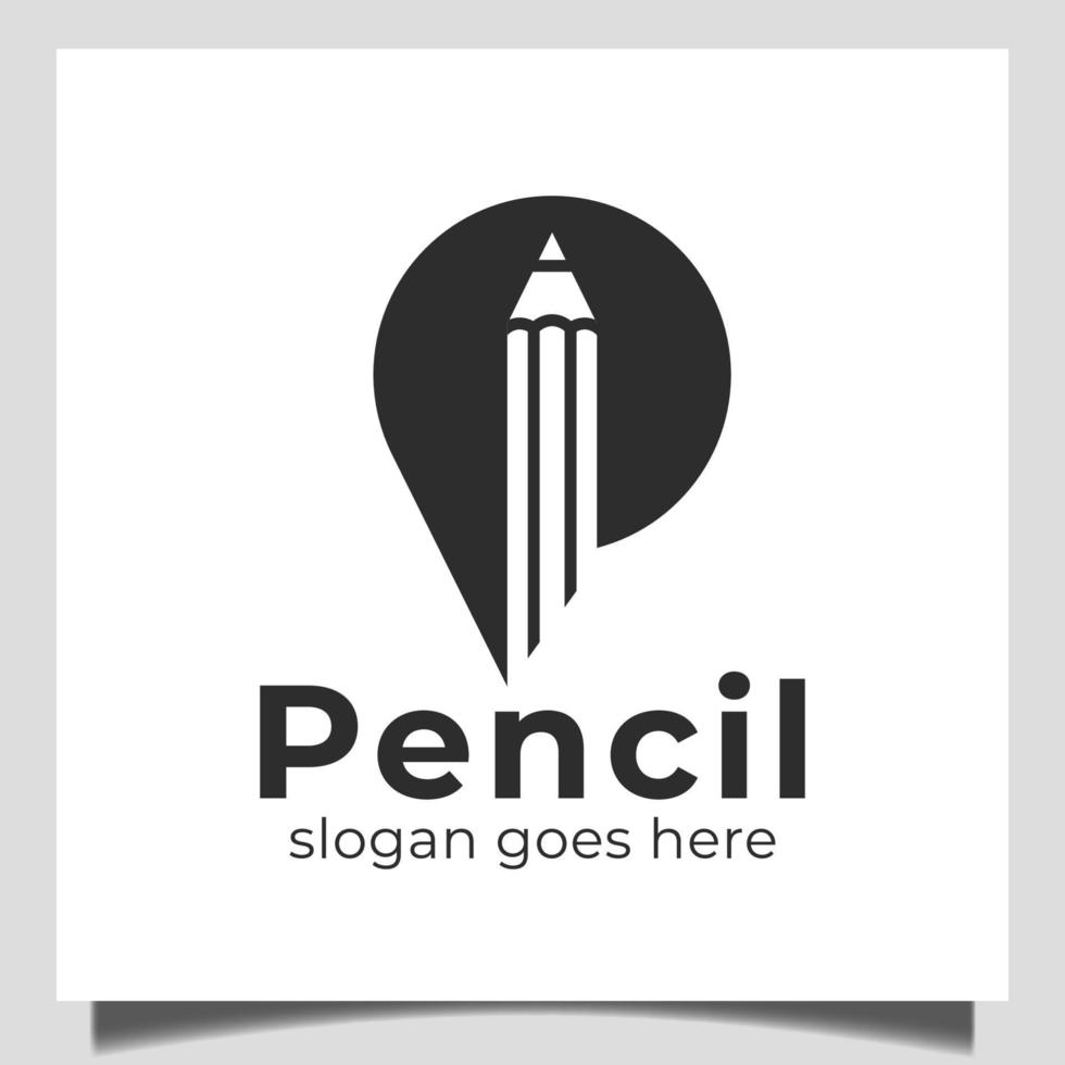 lettre p crayon outils papeterie avec icône d'emplacement de broche pour le dessin, l'artiste, le logo de l'éducation scolaire vecteur