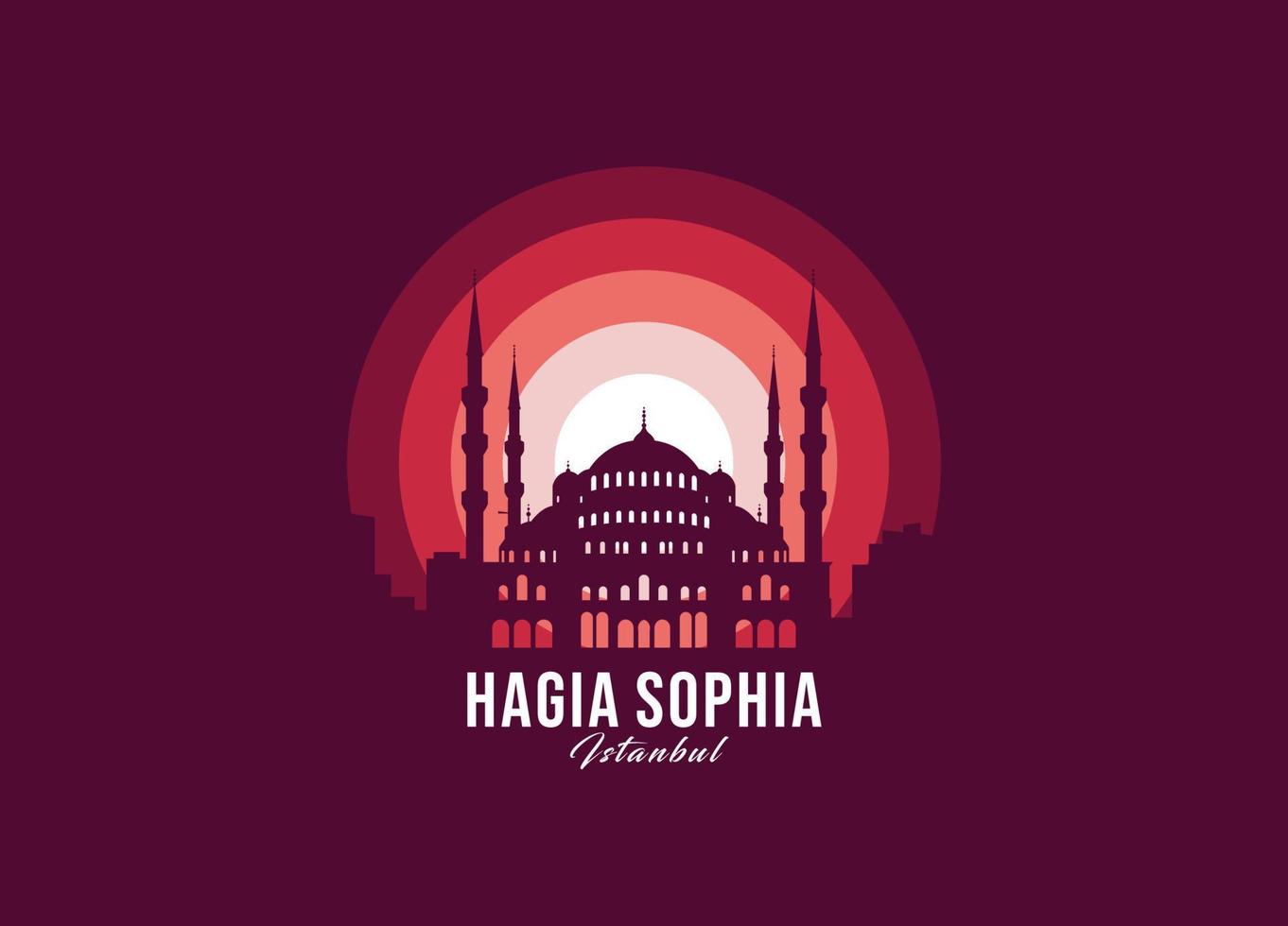 hagia sophia du logotype d'istanbul. la plus grande illustration d'architecture au monde. vecteur de symbole de clair de lune moderne. eps 10