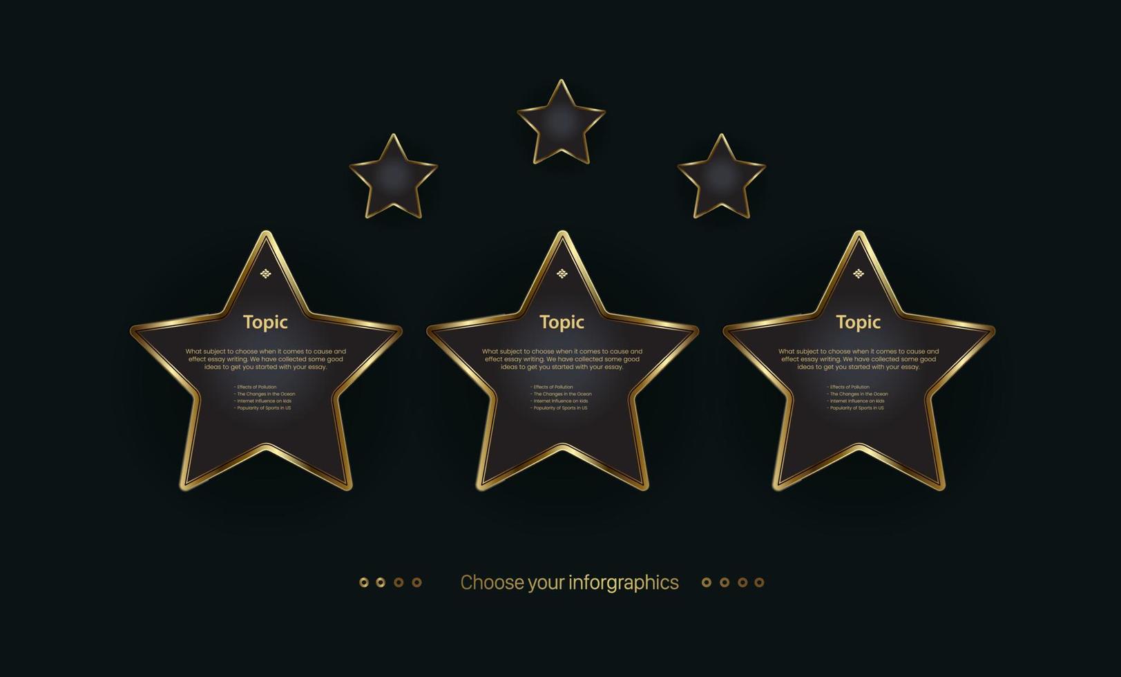 ensemble d'options d'étoiles de luxe conception de modèle d'or infographique vecteur