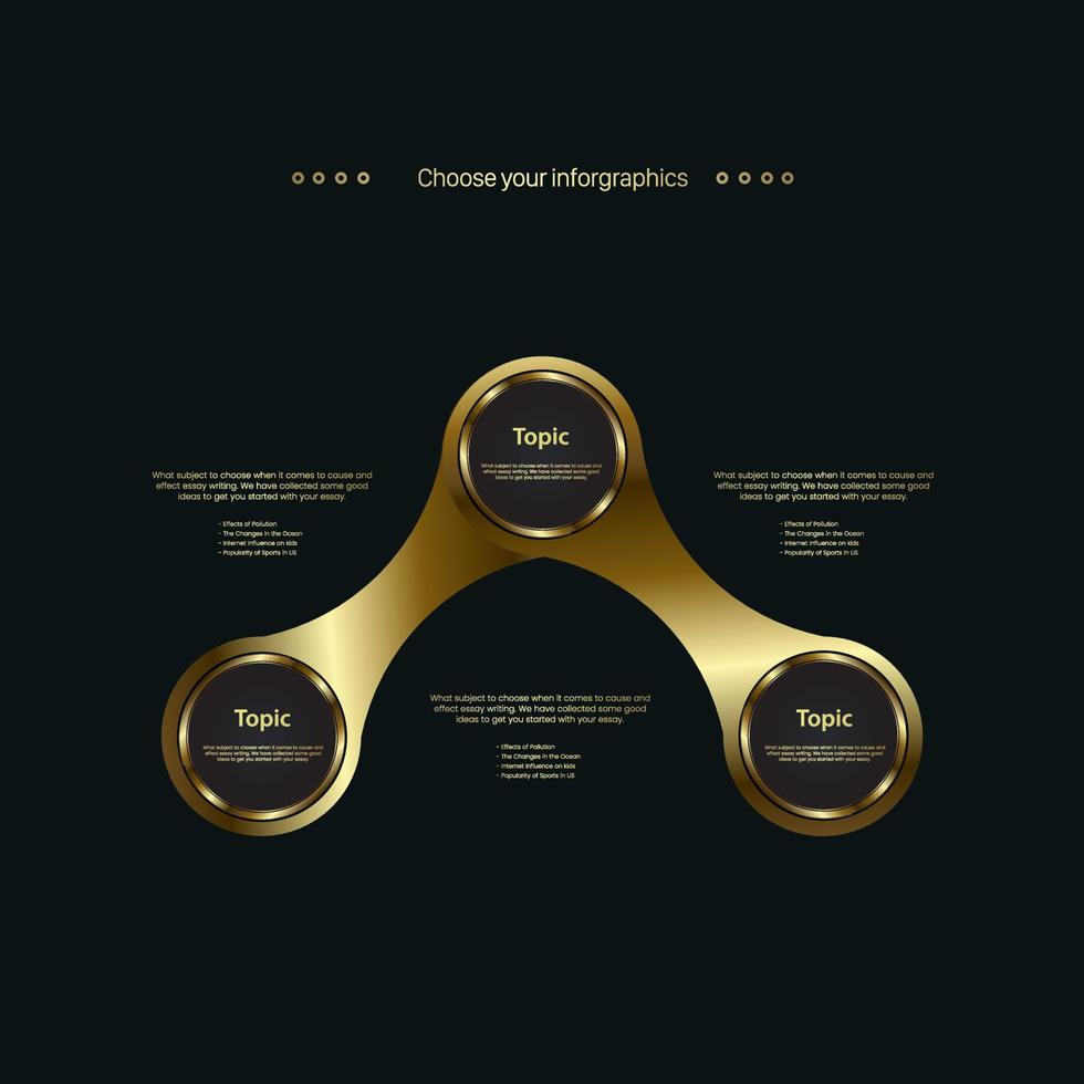 conception de boutons de cercles infographiques de connexion de luxe sur fond sombre vecteur
