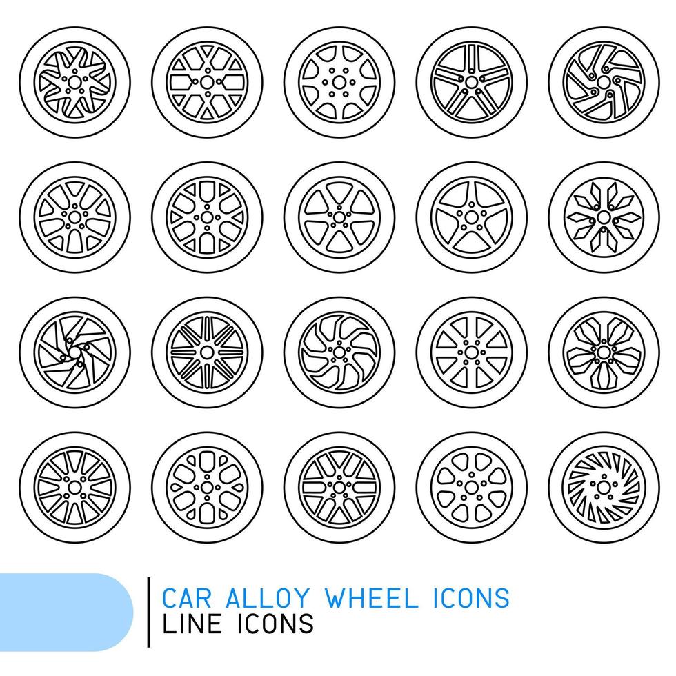 icônes de ligne de roue en alliage de voiture vecteur