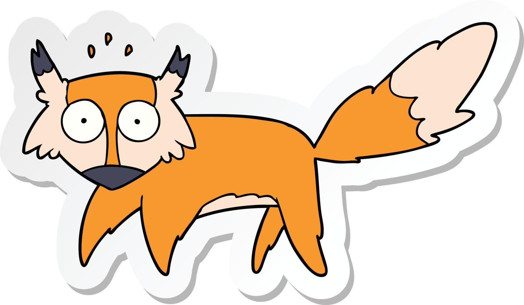 autocollant d'un renard effrayé de dessin animé vecteur