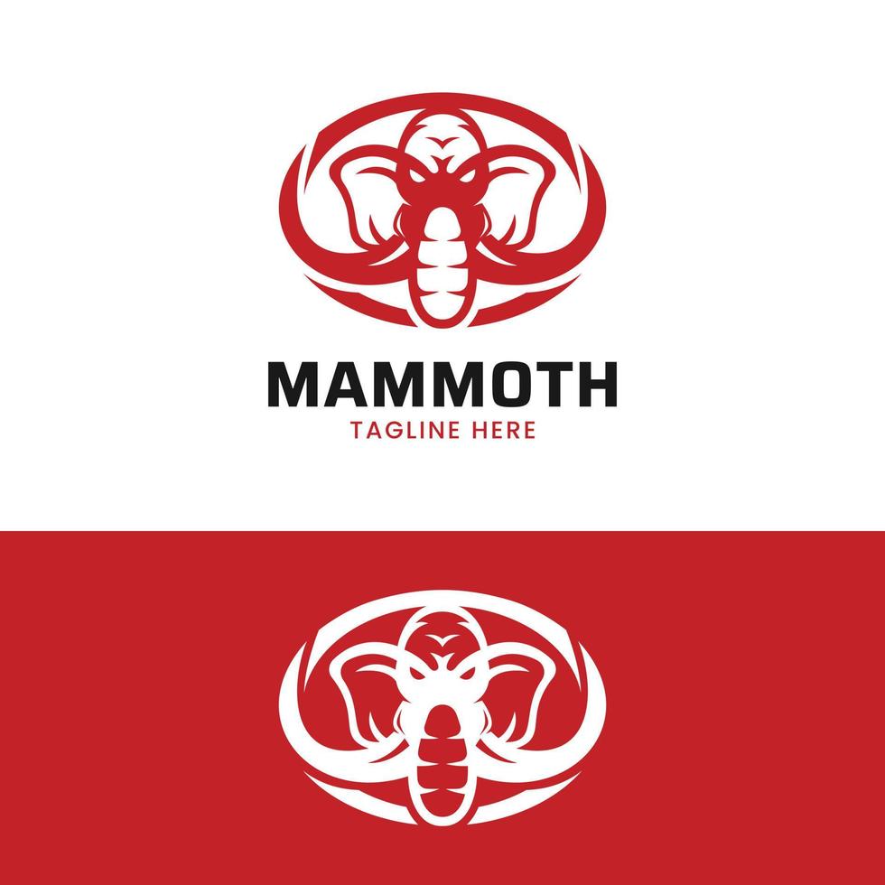 modèle de conception de logo tête d'éléphant mammouth rouge vecteur