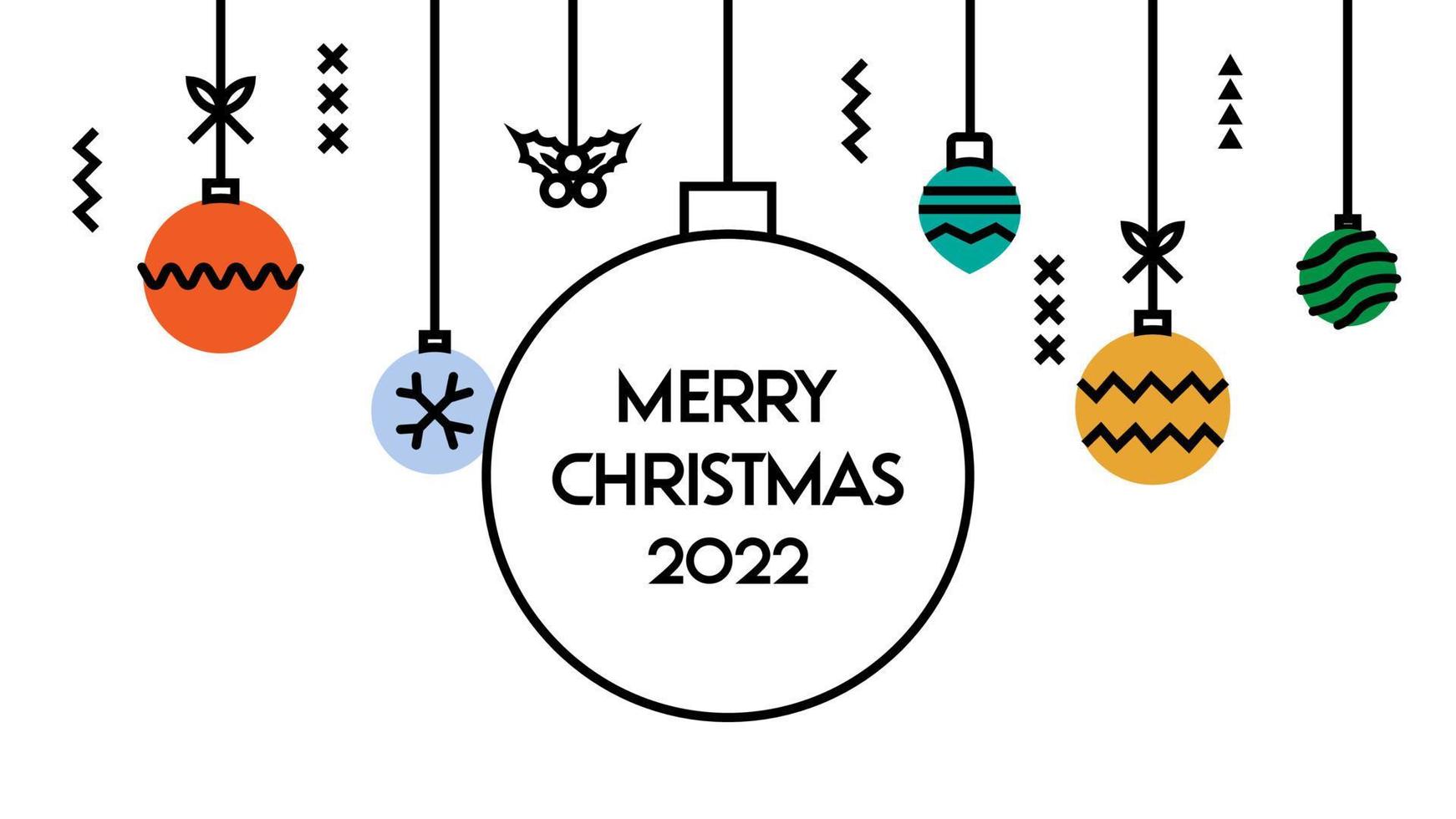 joyeux noël 2022 carte de voeux vecteur de modèle décoratif, conception festive de joyeux noël pour carte d'invitation, site web, médias sociaux, vente de bannières.