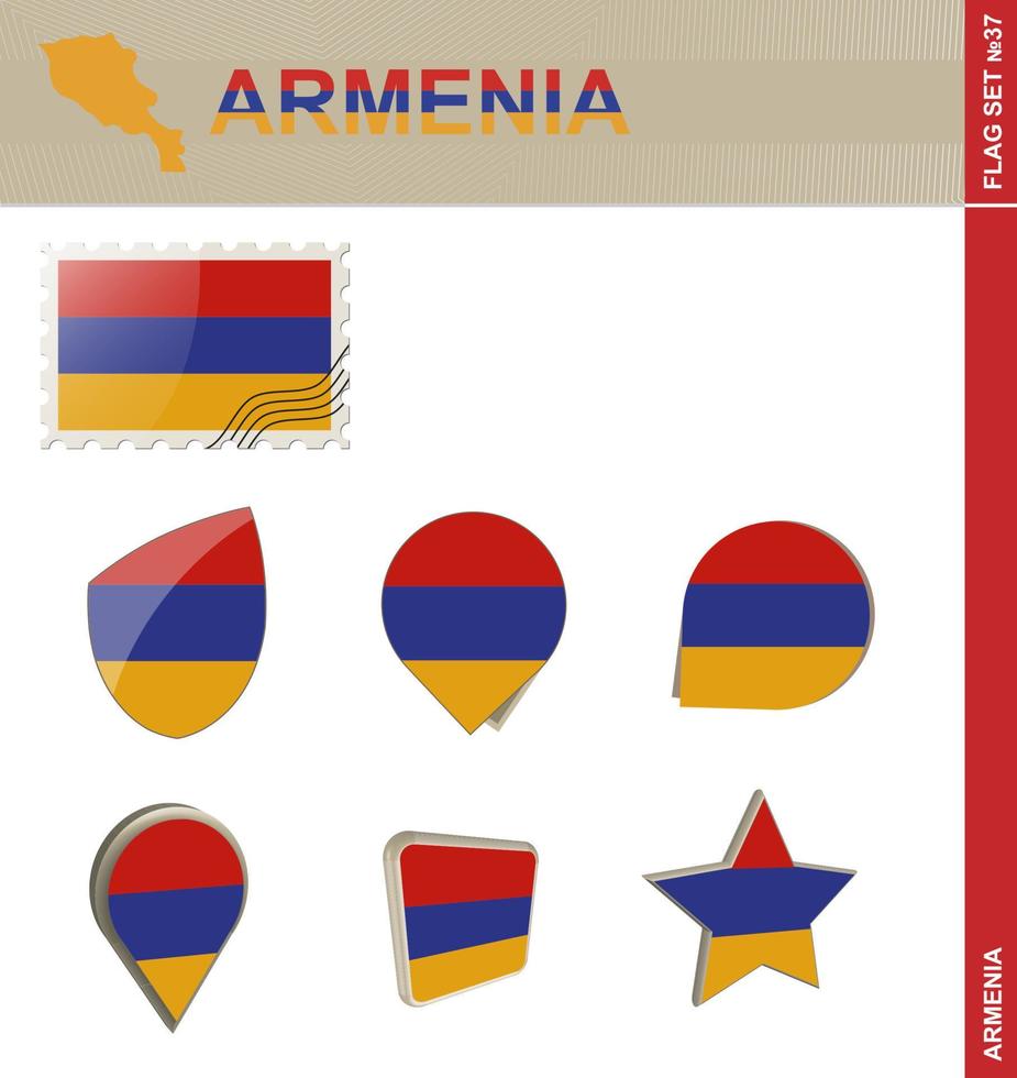 ensemble de drapeaux d'arménie, ensemble de drapeaux vecteur