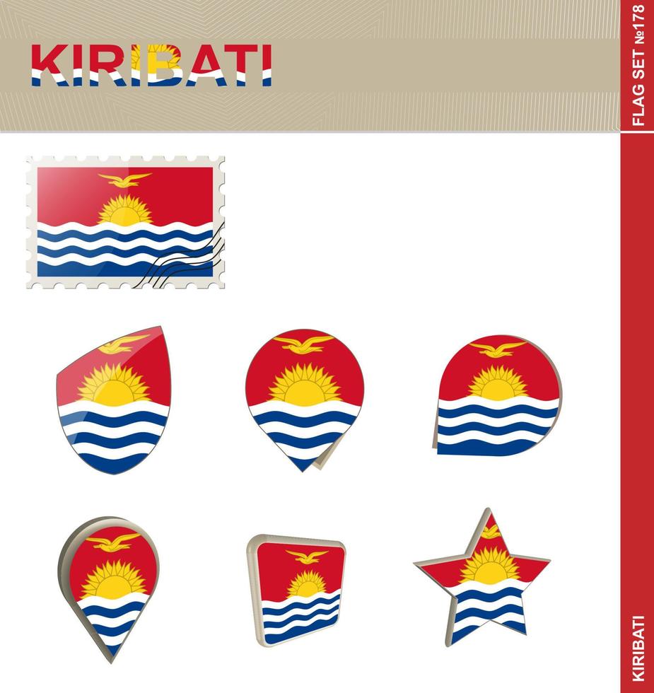 ensemble de drapeaux kiribati, ensemble de drapeaux vecteur