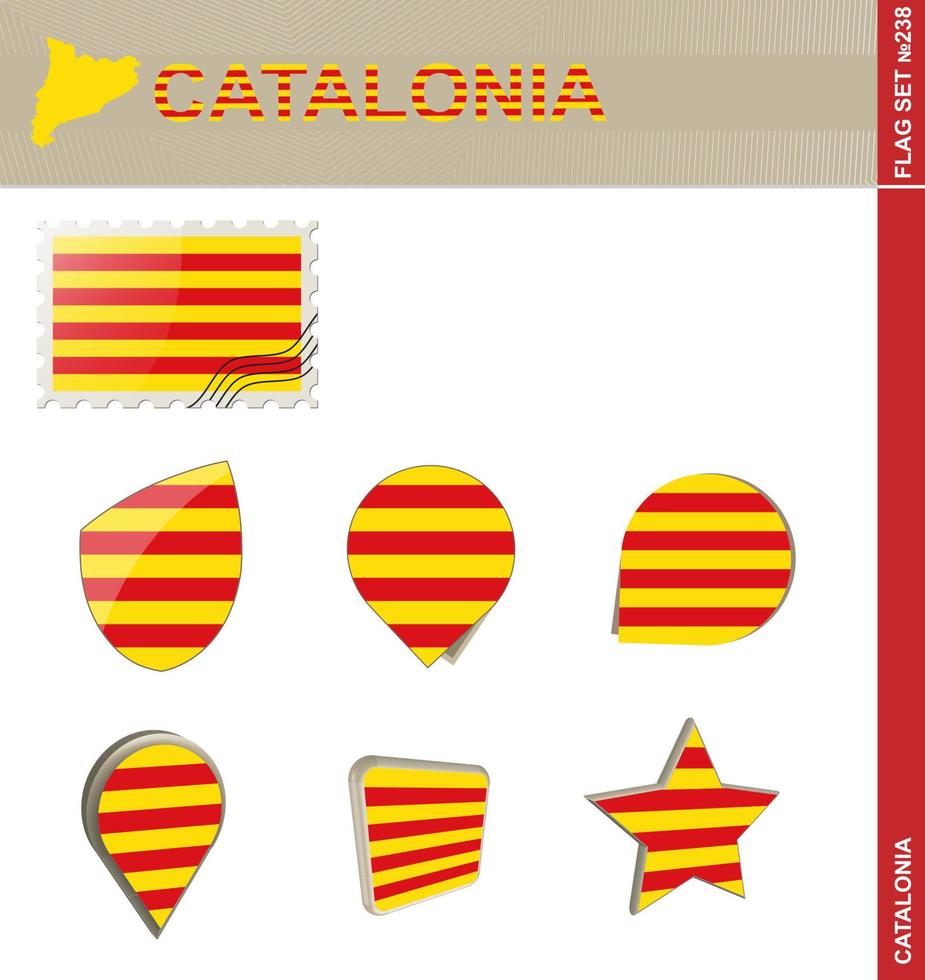 ensemble de drapeaux de catalogne, ensemble de drapeaux vecteur