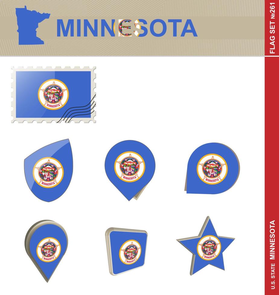 ensemble de drapeaux du minnesota, ensemble de drapeaux vecteur