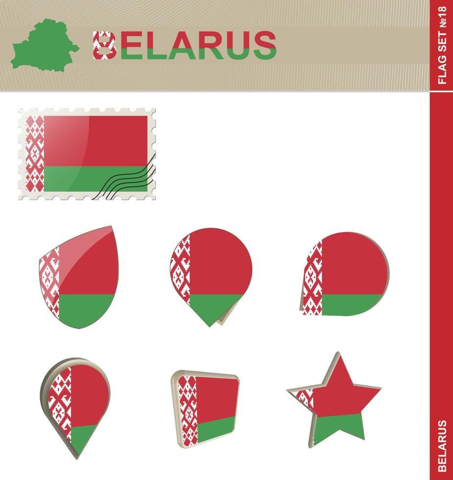ensemble de drapeaux de la biélorussie, ensemble de drapeaux vecteur