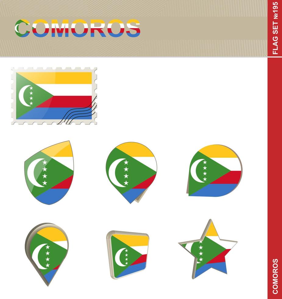 ensemble de drapeaux des comores, ensemble de drapeaux vecteur