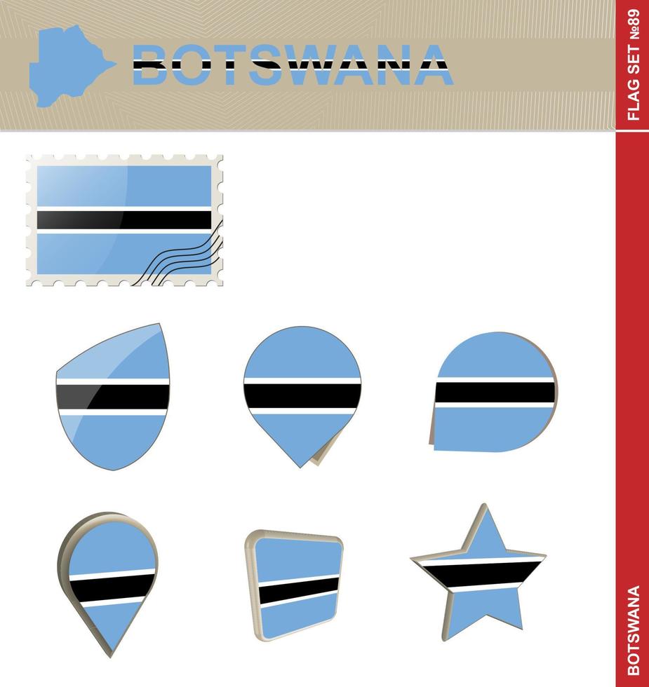 ensemble de drapeaux du botswana, ensemble de drapeaux vecteur