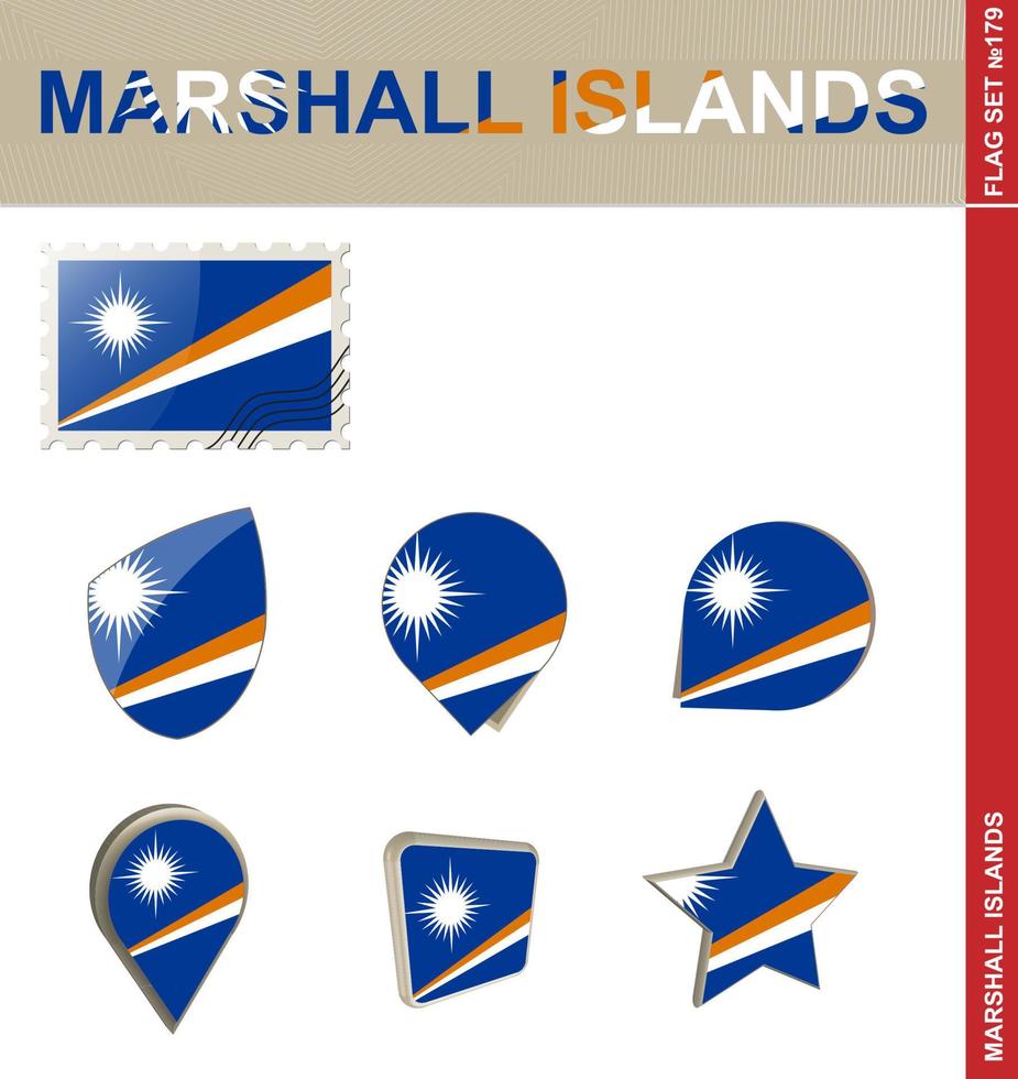 ensemble de drapeaux des îles marshall, ensemble de drapeaux vecteur