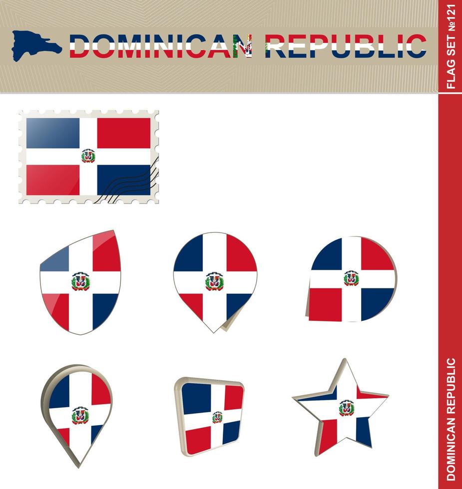 ensemble de drapeaux de la république dominicaine, ensemble de drapeaux vecteur