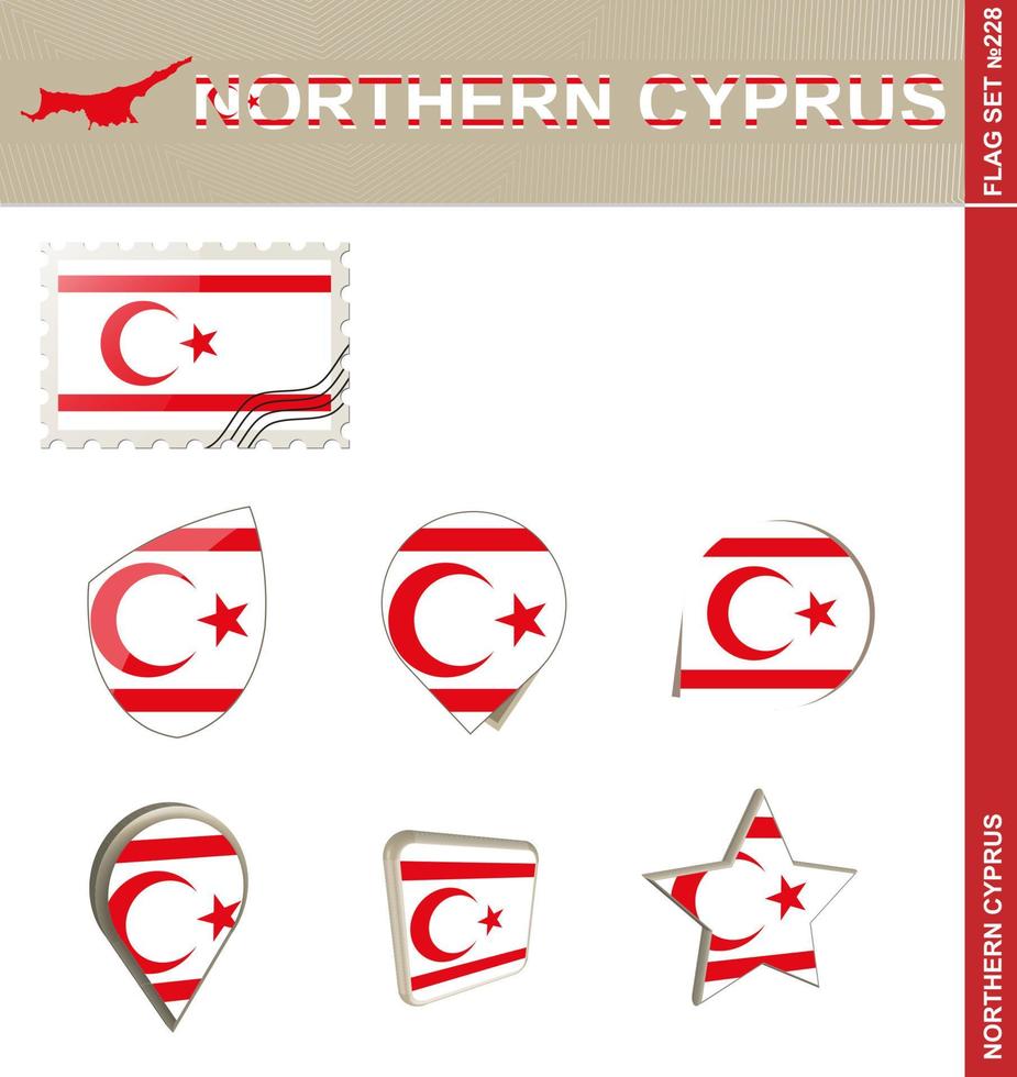 ensemble de drapeaux de chypre du nord, ensemble de drapeaux vecteur