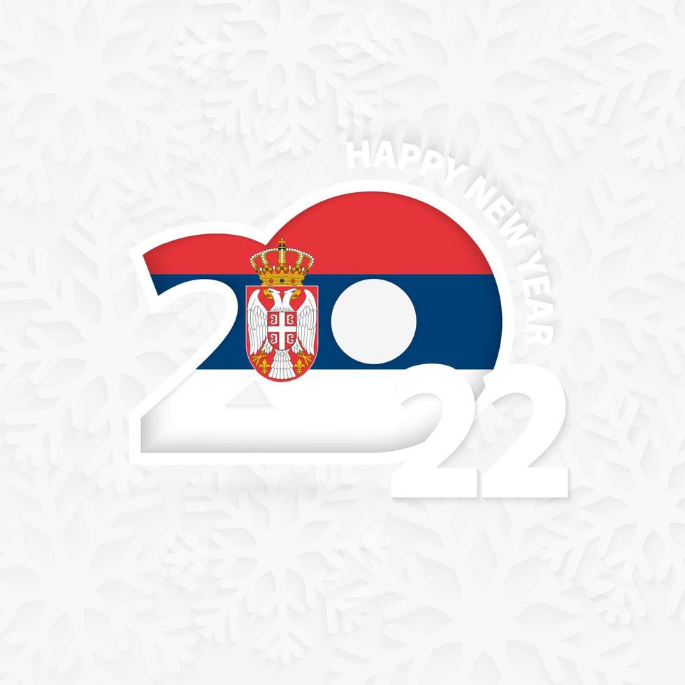 bonne année 2022 pour la serbie sur fond de flocon de neige. vecteur