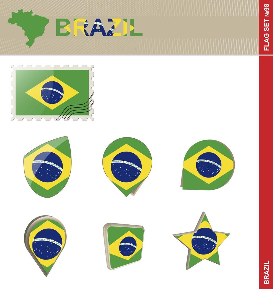 ensemble de drapeaux du brésil, ensemble de drapeaux vecteur
