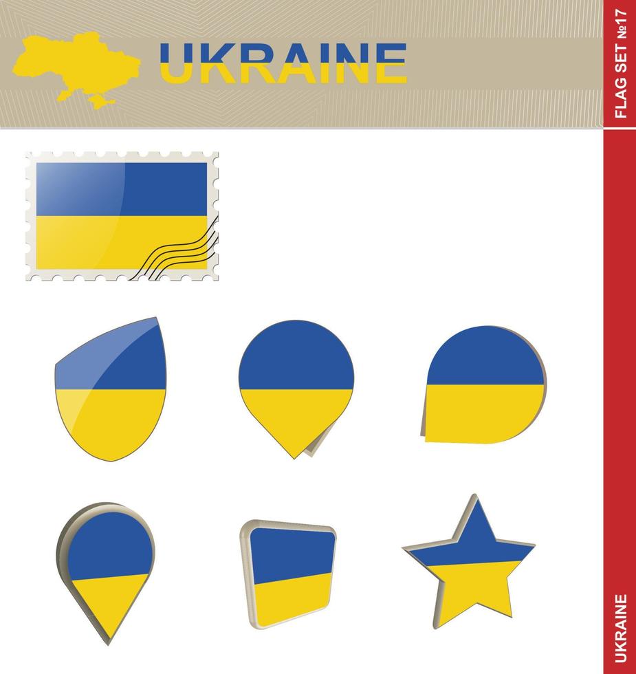 ensemble de drapeaux ukrainiens, ensemble de drapeaux vecteur