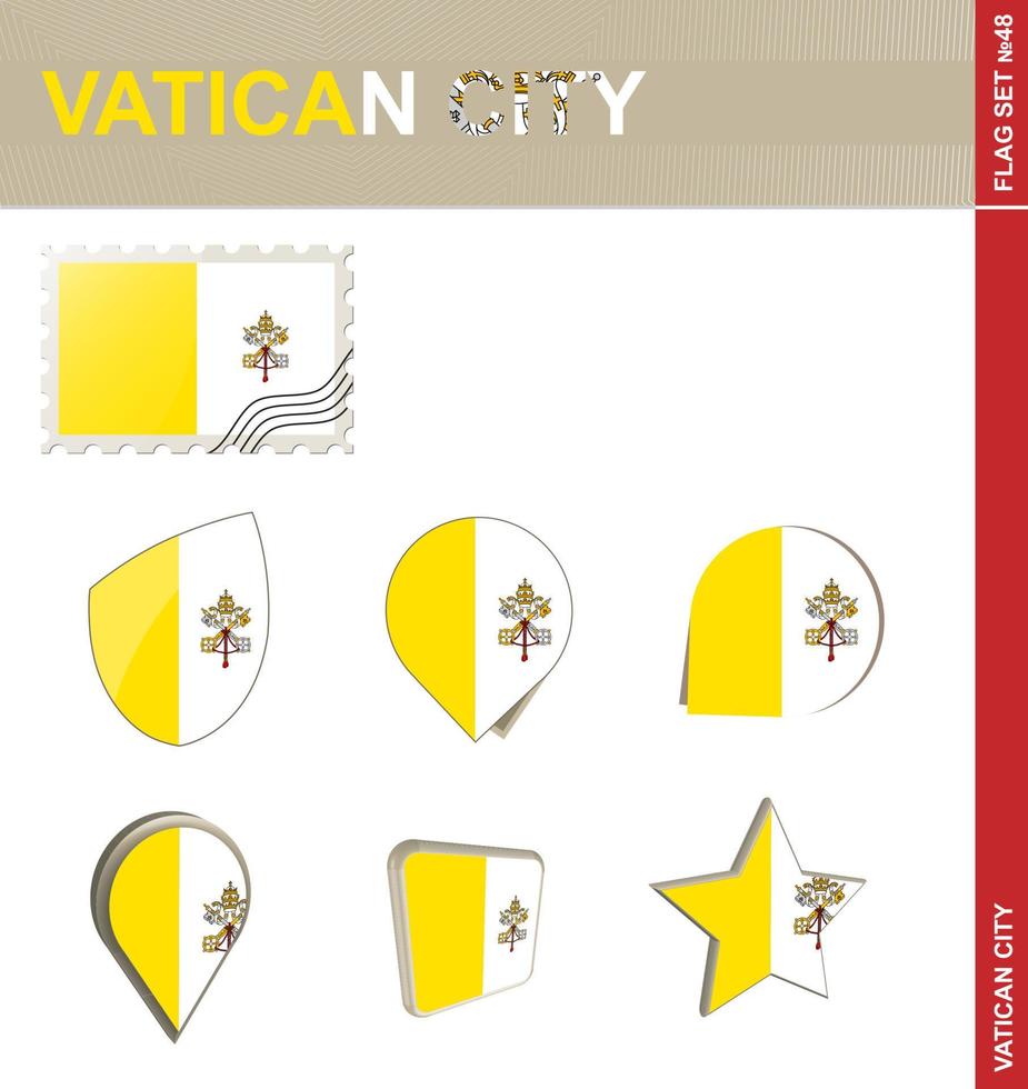 ensemble de drapeaux de la cité du vatican, ensemble de drapeaux vecteur