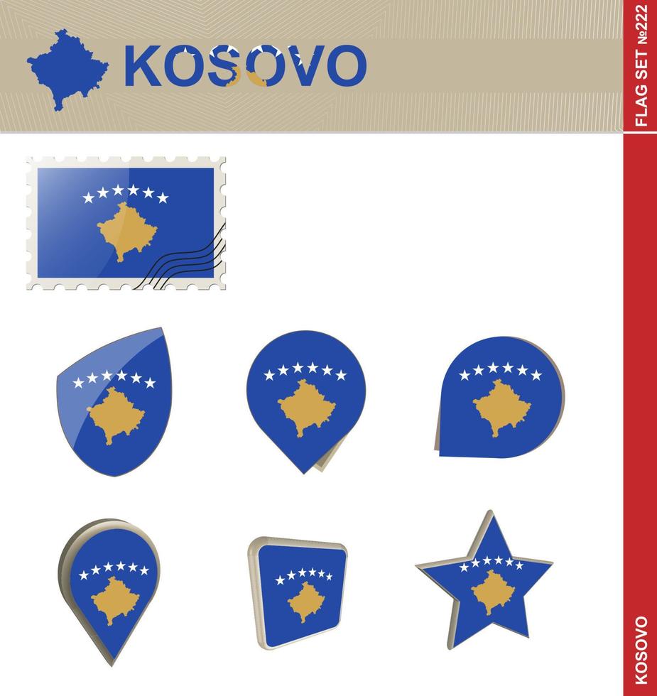 ensemble de drapeaux du kosovo, ensemble de drapeaux vecteur