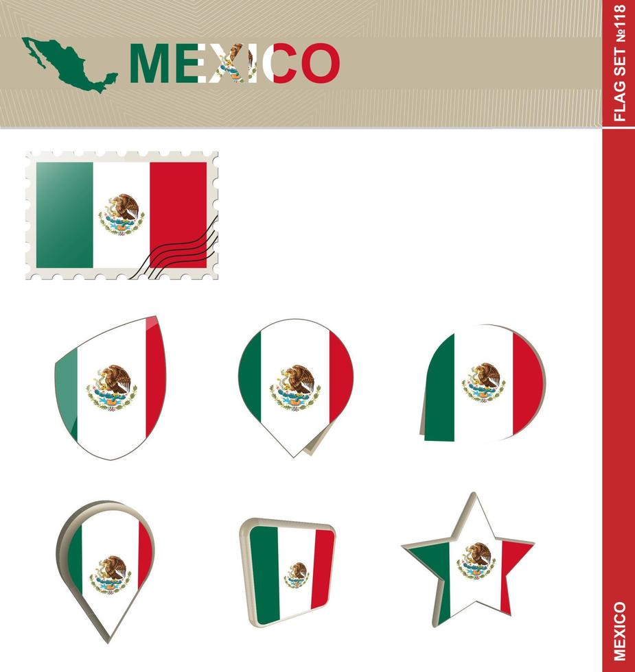 ensemble de drapeaux mexique, ensemble de drapeaux vecteur