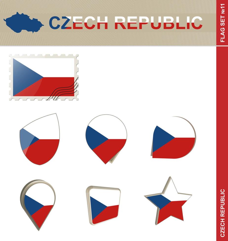 ensemble de drapeaux de la république tchèque, ensemble de drapeaux vecteur