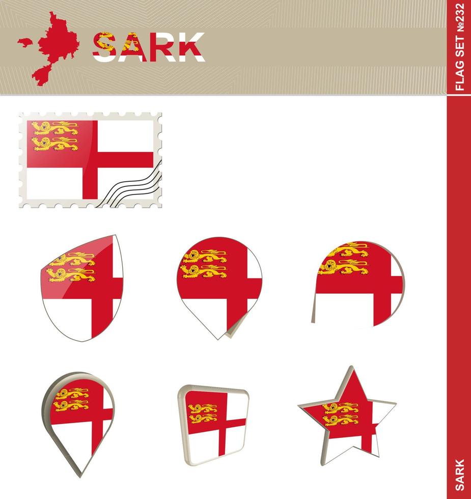 ensemble de drapeaux de sark, ensemble de drapeaux vecteur