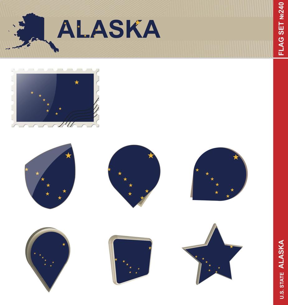 ensemble de drapeaux de l'alaska, ensemble de drapeaux vecteur