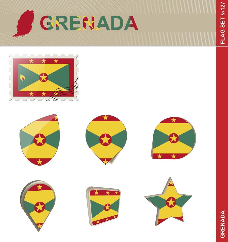 ensemble de drapeaux de la grenade, ensemble de drapeaux vecteur