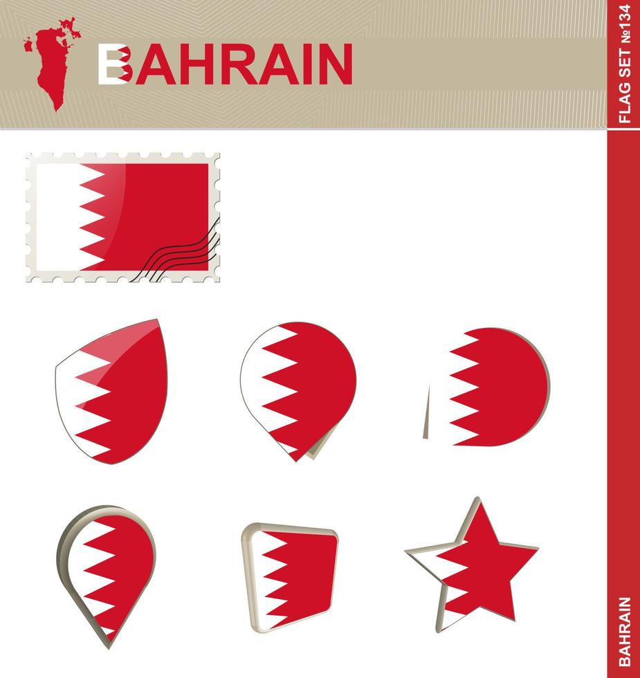 ensemble de drapeaux de bahreïn, ensemble de drapeaux vecteur