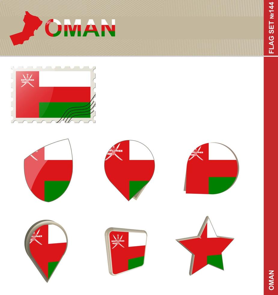 ensemble de drapeaux d'oman, ensemble de drapeaux vecteur