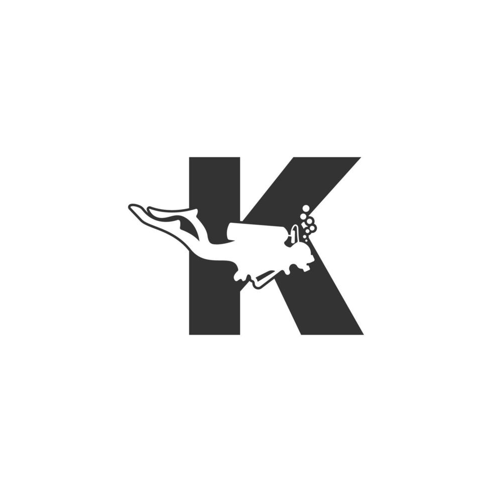 lettre k et quelqu'un de plongée, illustration d'icône de plongée vecteur