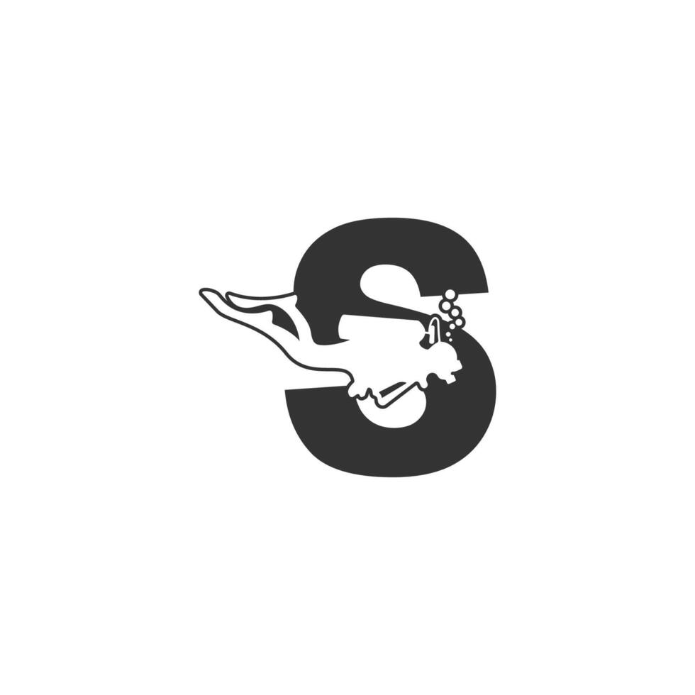 lettre s et quelqu'un de plongée, illustration d'icône de plongée vecteur