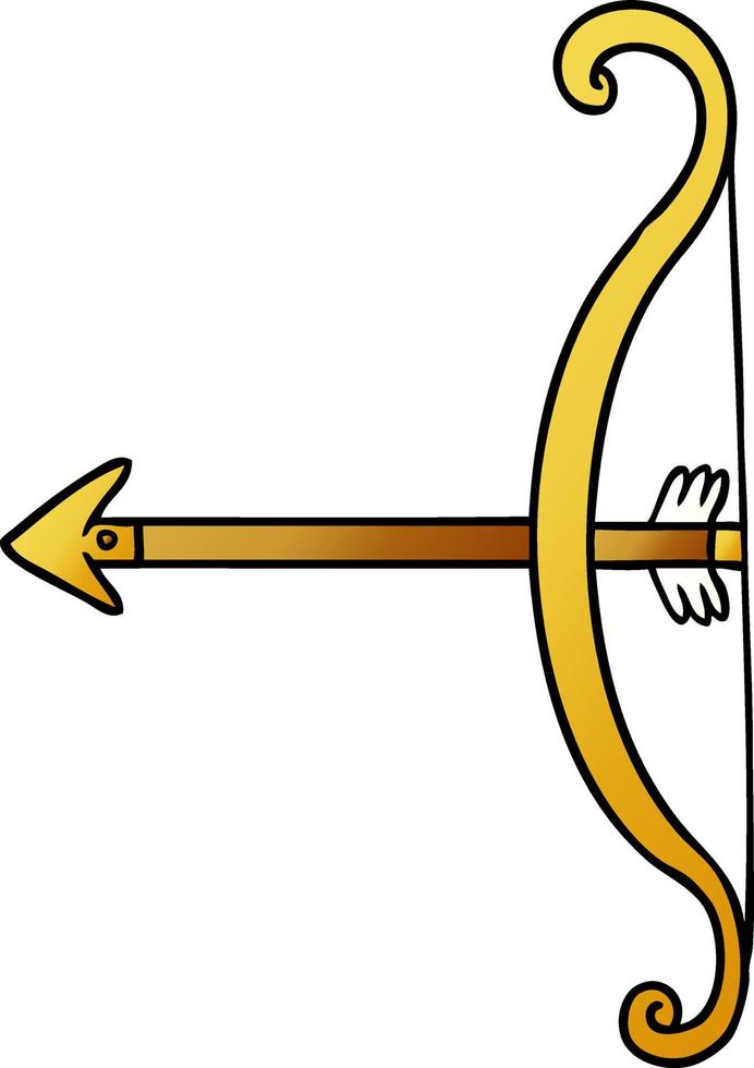 doodle de dessin animé dégradé d'un arc et d'une flèche vecteur