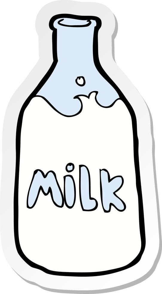 autocollant d'une bouteille de lait de dessin animé vecteur