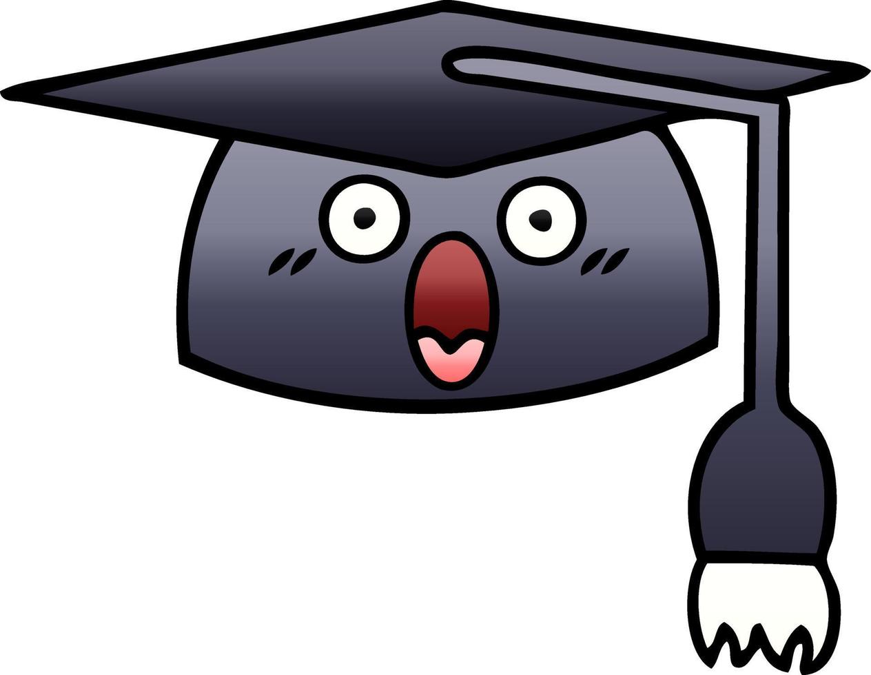 chapeau de graduation de dessin animé ombré dégradé vecteur